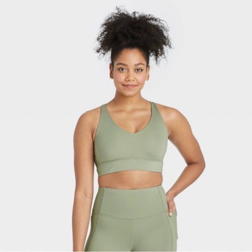 All In Motion Olive Green Strappy Sports Bra Size Small